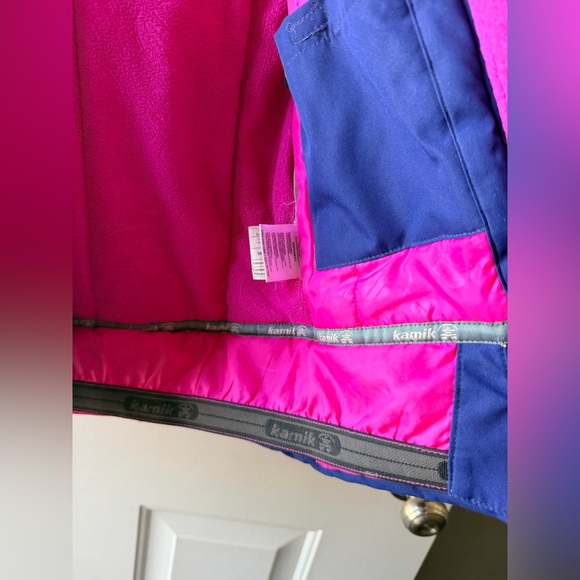 Kamik Girls Snow Coat Size 5 Insulated Hooded Ski Jacket - navy & pink - Picture 9 of 16